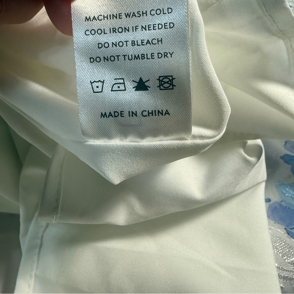 Baltic Born Fabian Jacquard Midi Dress XL White Blue Floral Sheer Sleeve Tiered - Picture 14 of 14